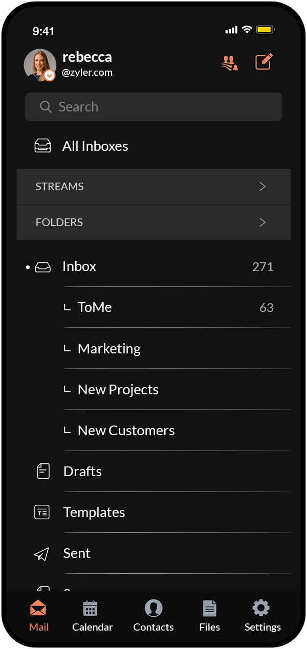 mail mobile black